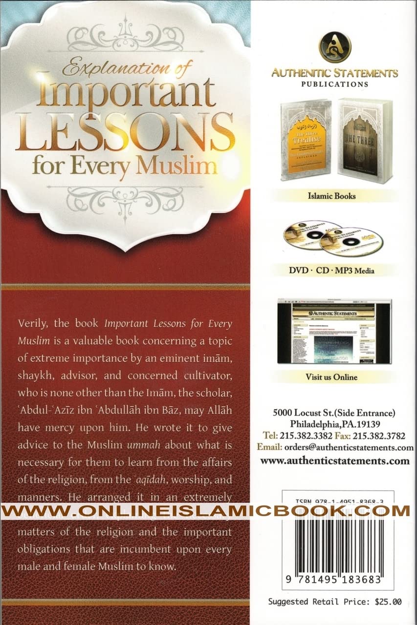 Explanation Of Important Lessons For Every Muslim [Paperback] Shaykh-&#39;Abdur-Razaq Al-Abad