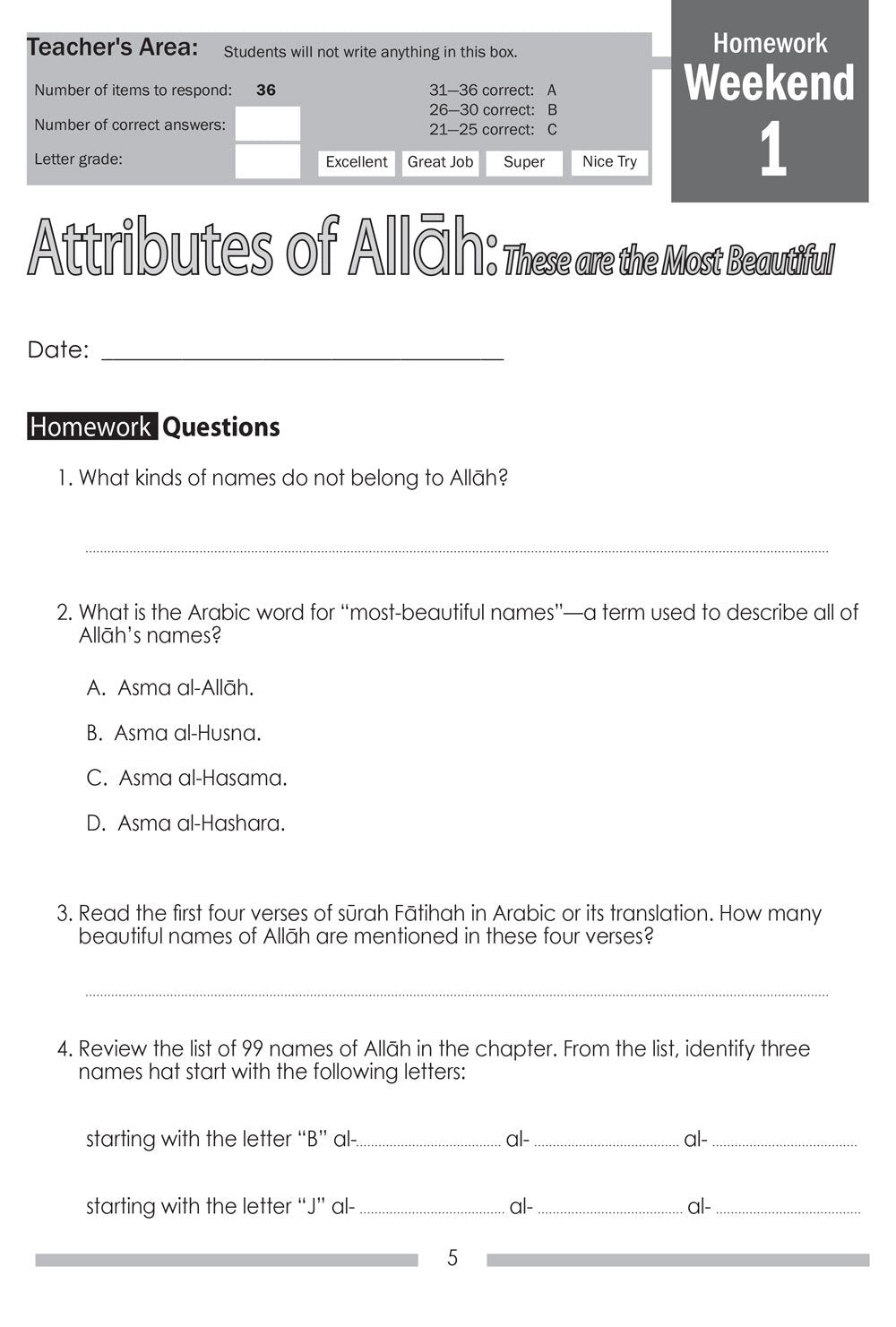 Islamic Studies Student Workbook Level 6