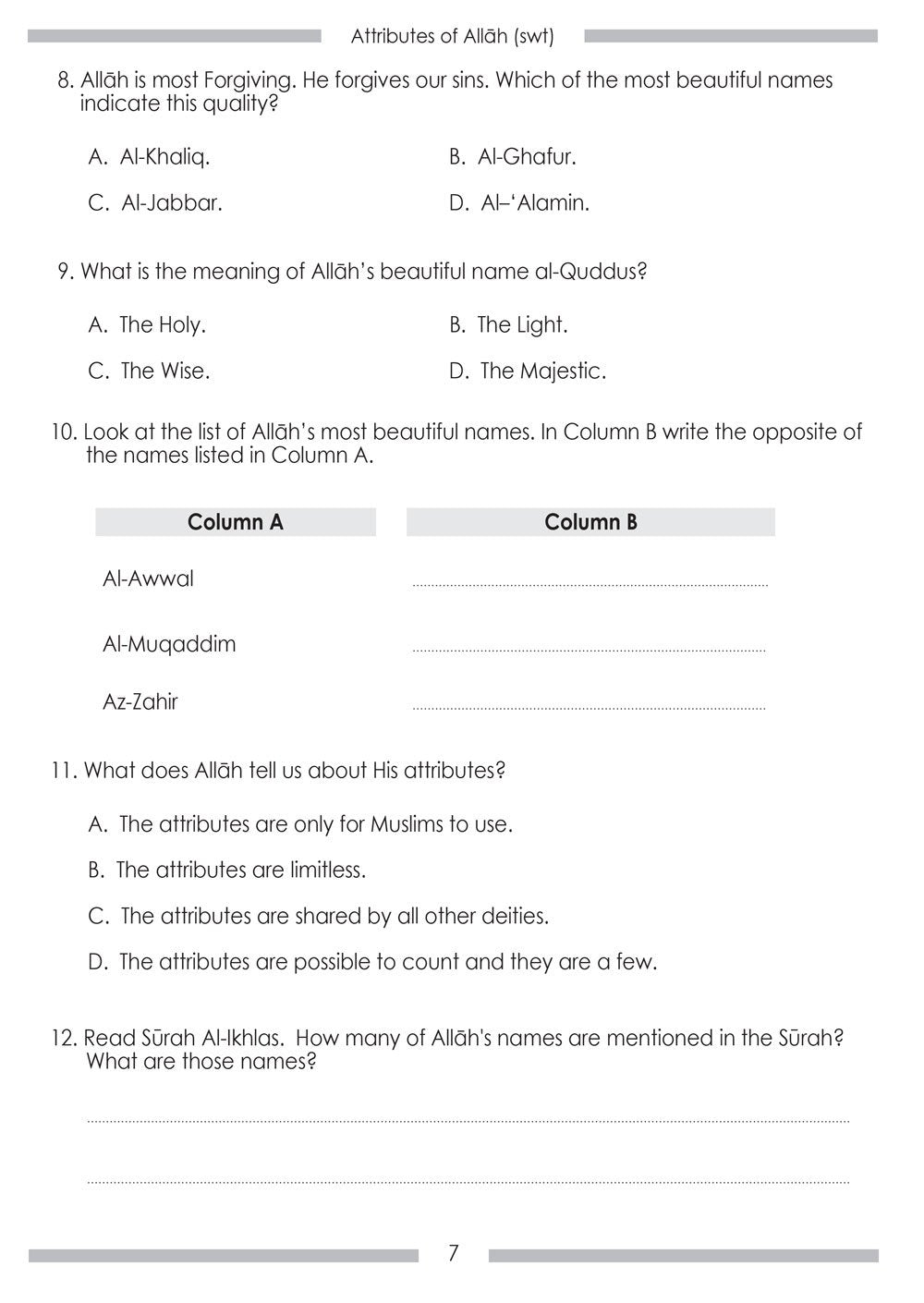 Islamic Studies Student Workbook Level 6