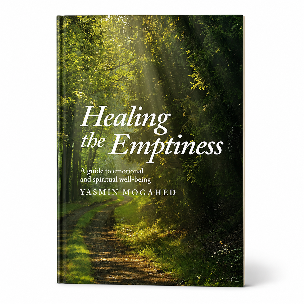 Cover of "Healing the Emptiness," a spiritual and emotional well-being guide by Mawlana Books, featuring a serene design.