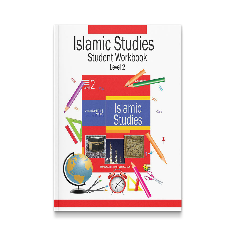 Islamic Studies Student Workbook Level 2 by Mawlanabooks, featuring colorful pages and exercises for Islamic education students.